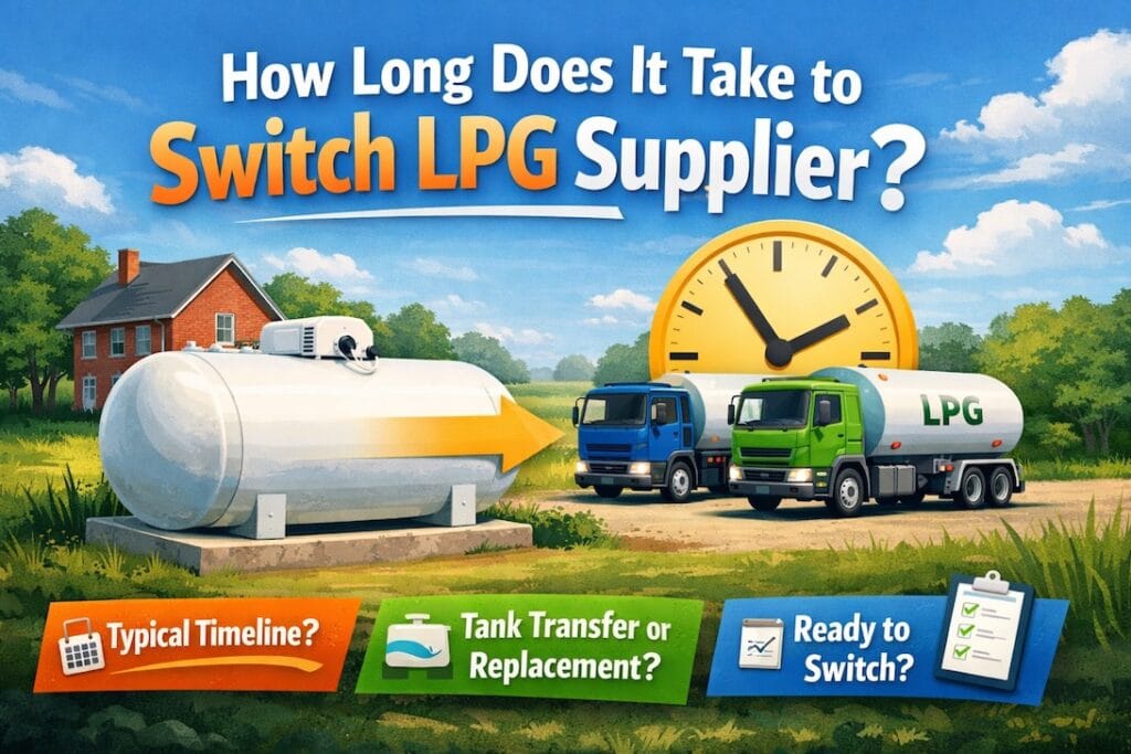 Find out how long it takes to switch LPG supplier, what can delay the process, and how tank transfer works for UK homeowners comparing LPG quotes.
